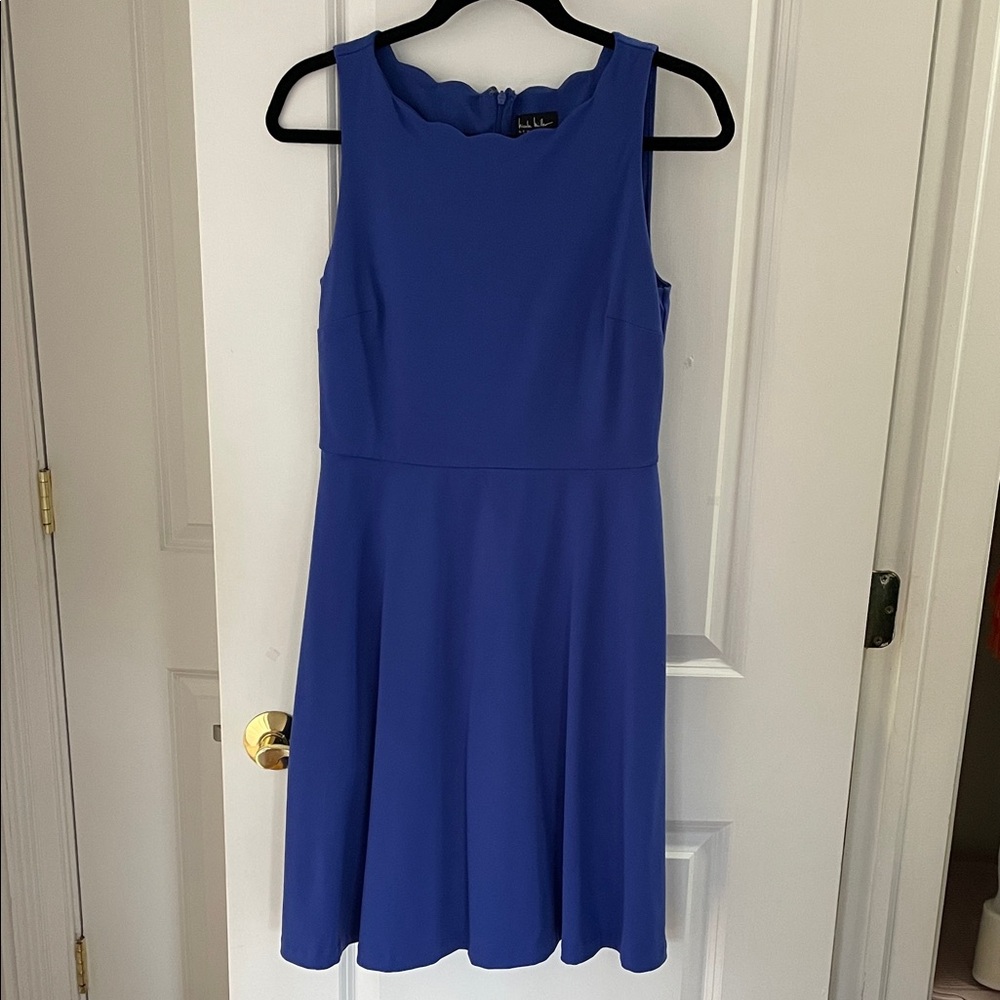 Nicole Miller Royal Blue Scalloped Sleeveless Dress